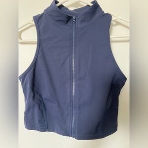 Women's Blue Zip-Up workout Top